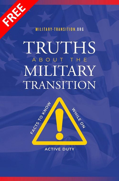 A graphic of the title of the book Truths about the military transition